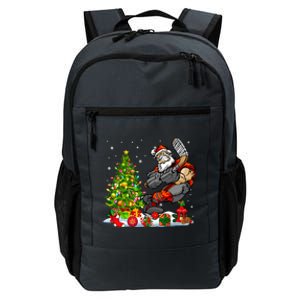 Xmas Tree Light Presents Santa Playing Hockey Player Lover Gift Daily Commute Backpack