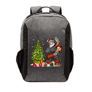 Xmas Tree Light Presents Santa Playing Hockey Player Lover Gift Vector Backpack