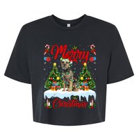 Xmas Tree Lighting Border Terrier Dog Merry Christmas Tank Top Bella+Canvas Jersey Crop Tee