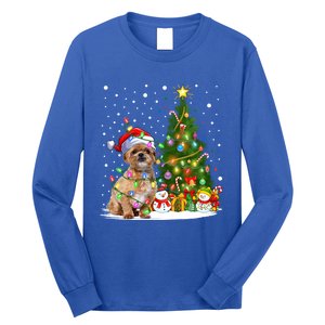 Xmas Tree Lighting Santa Shih Tzu Dog Christmas Gift Long Sleeve Shirt