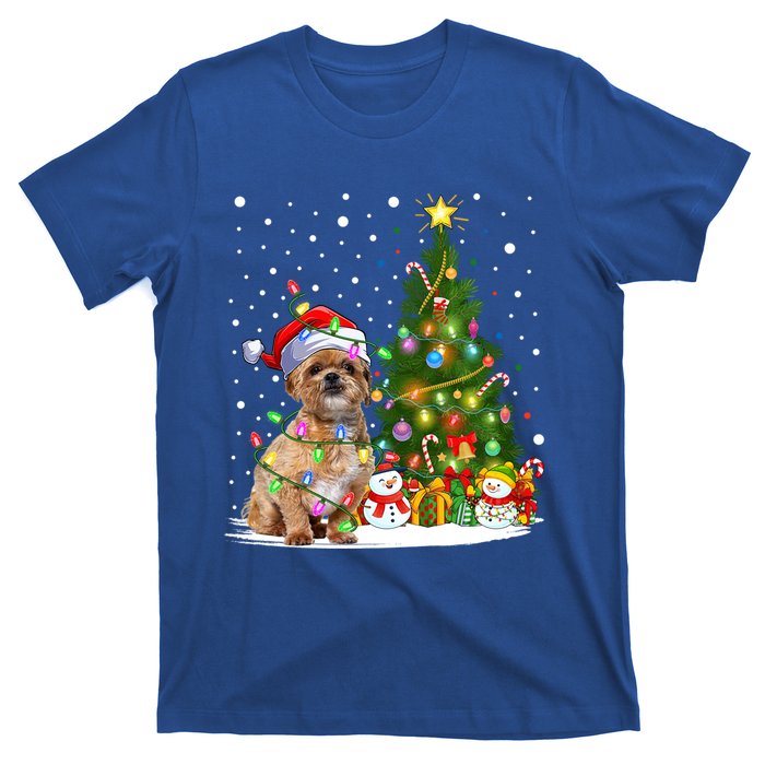 Xmas Tree Lighting Santa Shih Tzu Dog Christmas Gift T-Shirt