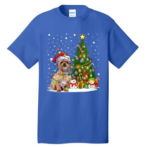 Xmas Tree Lighting Santa Shih Tzu Dog Christmas Gift Tall T-Shirt