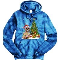 Xmas Tree Lighting Santa Shih Tzu Dog Christmas Gift Tie Dye Hoodie