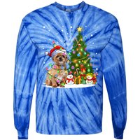 Xmas Tree Lighting Santa Shih Tzu Dog Christmas Gift Tie-Dye Long Sleeve Shirt