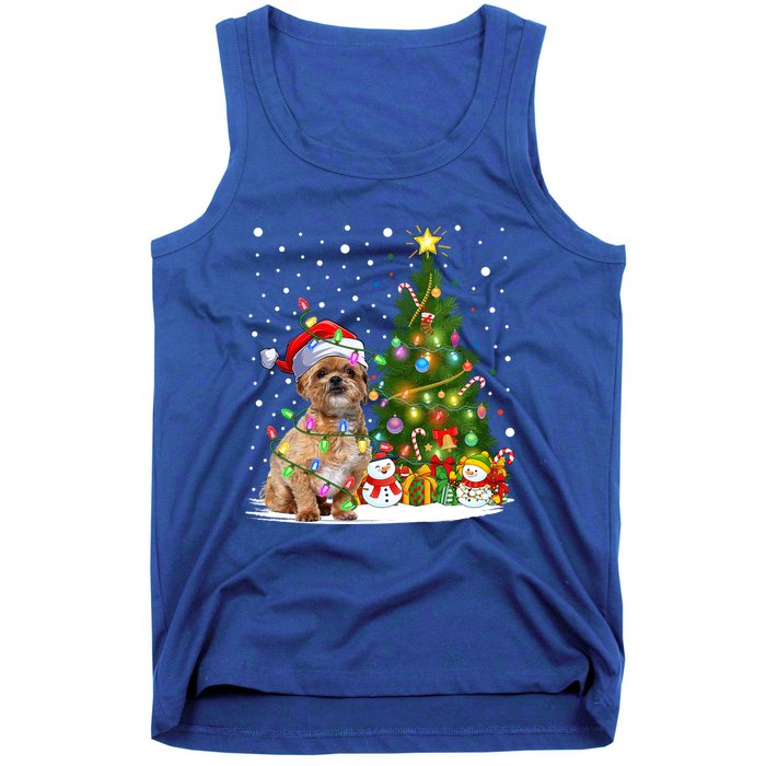 Xmas Tree Lighting Santa Shih Tzu Dog Christmas Gift Tank Top