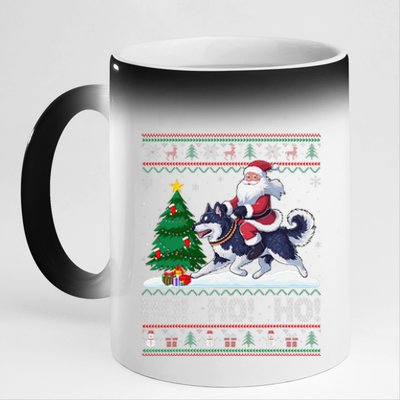 Xmas Tree Lighting Santa Alaskan Klee Kai Dog Christmas 11oz Black Color Changing Mug