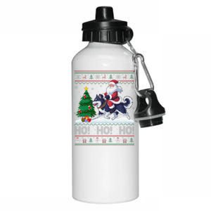 Xmas Tree Lighting Santa Alaskan Klee Kai Dog Christmas Aluminum Water Bottle