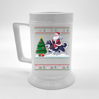 Xmas Tree Lighting Santa Alaskan Klee Kai Dog Christmas Beer Stein