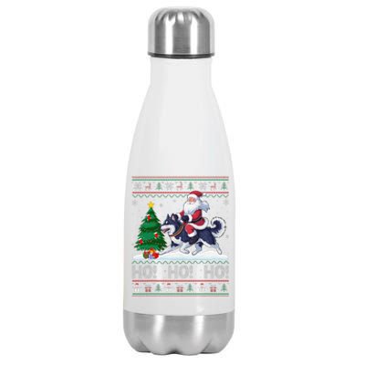 Xmas Tree Lighting Santa Alaskan Klee Kai Dog Christmas Stainless Steel Insulated Water Bottle