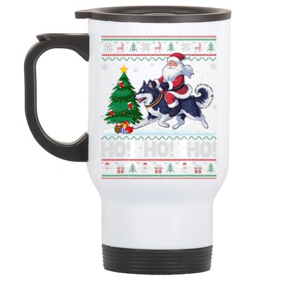 Xmas Tree Lighting Santa Alaskan Klee Kai Dog Christmas Stainless Steel Travel Mug