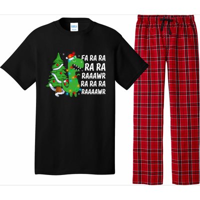 Xmas Tree Lights Fa Ra Ra Rawr Rawr Dinosaur Trex Christmas Cute Gift Pajama Set