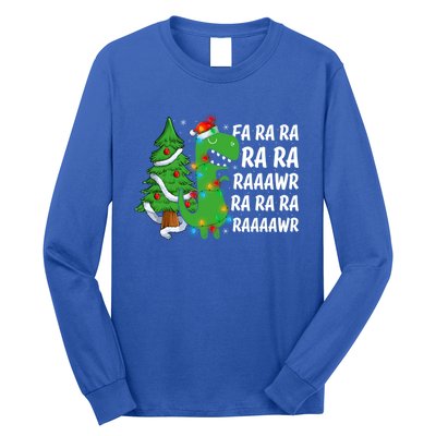 Xmas Tree Lights Fa Ra Ra Rawr Rawr Dinosaur Trex Christmas Cute Gift Long Sleeve Shirt