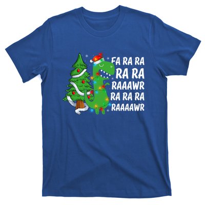 Xmas Tree Lights Fa Ra Ra Rawr Rawr Dinosaur Trex Christmas Cute Gift T-Shirt