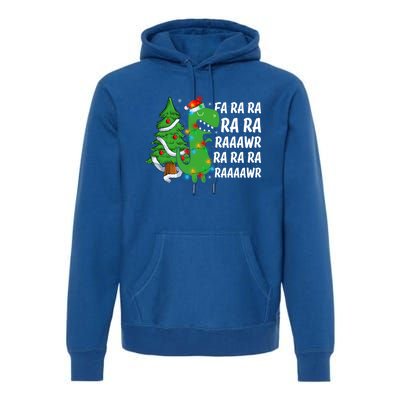 Xmas Tree Lights Fa Ra Ra Rawr Rawr Dinosaur Trex Christmas Cute Gift Premium Hoodie