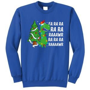 Xmas Tree Lights Fa Ra Ra Rawr Rawr Dinosaur Trex Christmas Cute Gift Tall Sweatshirt