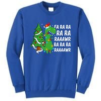 Xmas Tree Lights Fa Ra Ra Rawr Rawr Dinosaur Trex Christmas Cute Gift Tall Sweatshirt