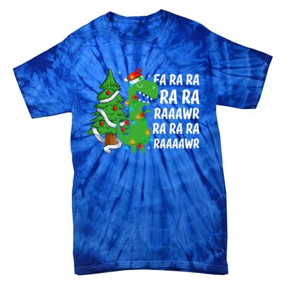 Xmas Tree Lights Fa Ra Ra Rawr Rawr Dinosaur Trex Christmas Cute Gift Tie-Dye T-Shirt