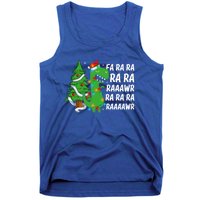 Xmas Tree Lights Fa Ra Ra Rawr Rawr Dinosaur Trex Christmas Cute Gift Tank Top