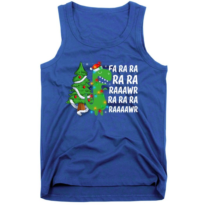 Xmas Tree Lights Fa Ra Ra Rawr Rawr Dinosaur Trex Christmas Cute Gift Tank Top