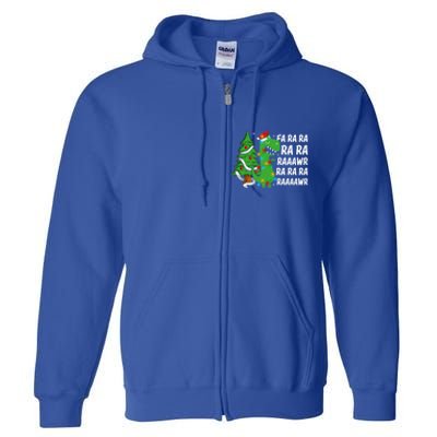 Xmas Tree Lights Fa Ra Ra Rawr Rawr Dinosaur Trex Christmas Cute Gift Full Zip Hoodie