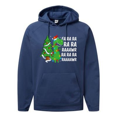 Xmas Tree Lights Fa Ra Ra Rawr Rawr Dinosaur Trex Christmas Cute Gift Performance Fleece Hoodie