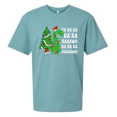 Xmas Tree Lights Fa Ra Ra Rawr Rawr Dinosaur Trex Christmas Cute Gift Sueded Cloud Jersey T-Shirt