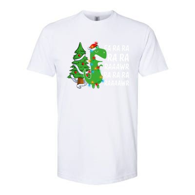 Xmas Tree Lights Fa Ra Ra Rawr Rawr Dinosaur Trex Christmas Cute Gift Softstyle CVC T-Shirt