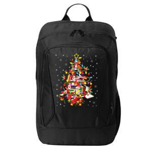 Xmas Tree Library Xmas Lights Tree Book Lover Librarian City Backpack