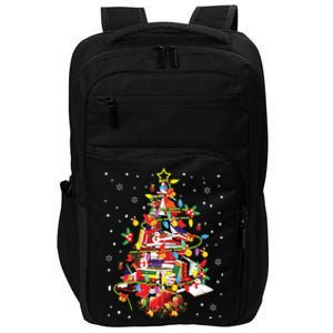 Xmas Tree Library Xmas Lights Tree Book Lover Librarian Impact Tech Backpack