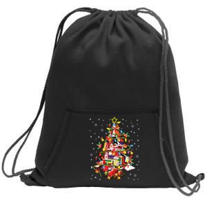 Xmas Tree Library Xmas Lights Tree Book Lover Librarian Sweatshirt Cinch Pack Bag