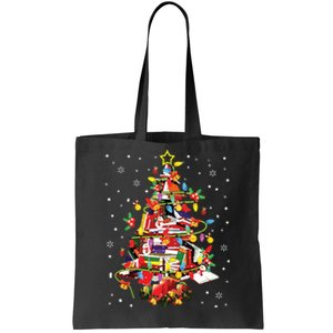 Xmas Tree Library Xmas Lights Tree Book Lover Librarian Tote Bag