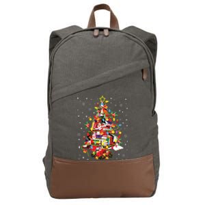 Xmas Tree Library Xmas Lights Tree Book Lover Librarian Cotton Canvas Backpack