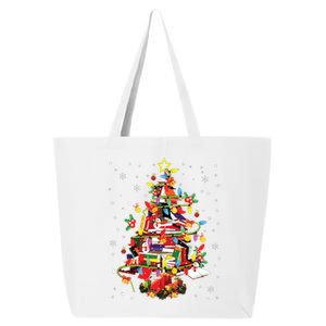 Xmas Tree Library Xmas Lights Tree Book Lover Librarian 25L Jumbo Tote