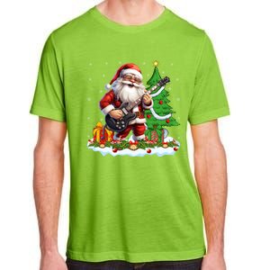 Xmas Tree Lights Guitarist Santa Playing Guitar Christmas Funny Gift Adult ChromaSoft Performance T-Shirt