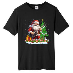 Xmas Tree Lights Guitarist Santa Playing Guitar Christmas Funny Gift Tall Fusion ChromaSoft Performance T-Shirt