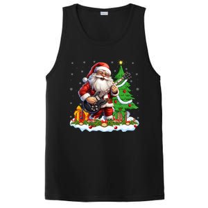 Xmas Tree Lights Guitarist Santa Playing Guitar Christmas Funny Gift PosiCharge Competitor Tank