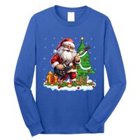 Xmas Tree Lights Guitarist Santa Playing Guitar Christmas Funny Gift Long Sleeve Shirt