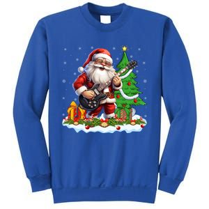 Xmas Tree Lights Guitarist Santa Playing Guitar Christmas Funny Gift Sweatshirt