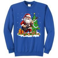 Xmas Tree Lights Guitarist Santa Playing Guitar Christmas Funny Gift Sweatshirt