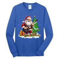 Xmas Tree Lights Guitarist Santa Playing Guitar Christmas Funny Gift Tall Long Sleeve T-Shirt