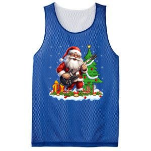 Xmas Tree Lights Guitarist Santa Playing Guitar Christmas Funny Gift Mesh Reversible Basketball Jersey Tank