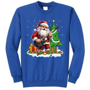 Xmas Tree Lights Guitarist Santa Playing Guitar Christmas Funny Gift Tall Sweatshirt