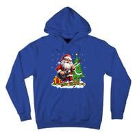 Xmas Tree Lights Guitarist Santa Playing Guitar Christmas Funny Gift Tall Hoodie