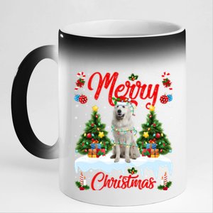 Xmas Tree Lighting Great Pyrenees Dog Merry Christmas Gift 11oz Black Color Changing Mug