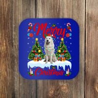 Xmas Tree Lighting Great Pyrenees Dog Merry Christmas Gift Coaster