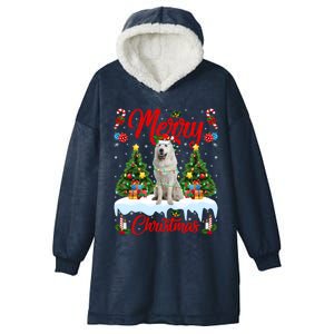 Xmas Tree Lighting Great Pyrenees Dog Merry Christmas Gift Hooded Wearable Blanket