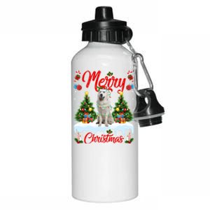 Xmas Tree Lighting Great Pyrenees Dog Merry Christmas Gift Aluminum Water Bottle