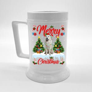 Xmas Tree Lighting Great Pyrenees Dog Merry Christmas Gift Beer Stein