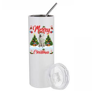 Xmas Tree Lighting Great Pyrenees Dog Merry Christmas Gift Stainless Steel Tumbler