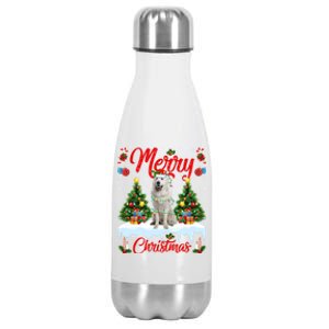 Xmas Tree Lighting Great Pyrenees Dog Merry Christmas Gift Stainless Steel Insulated Water Bottle